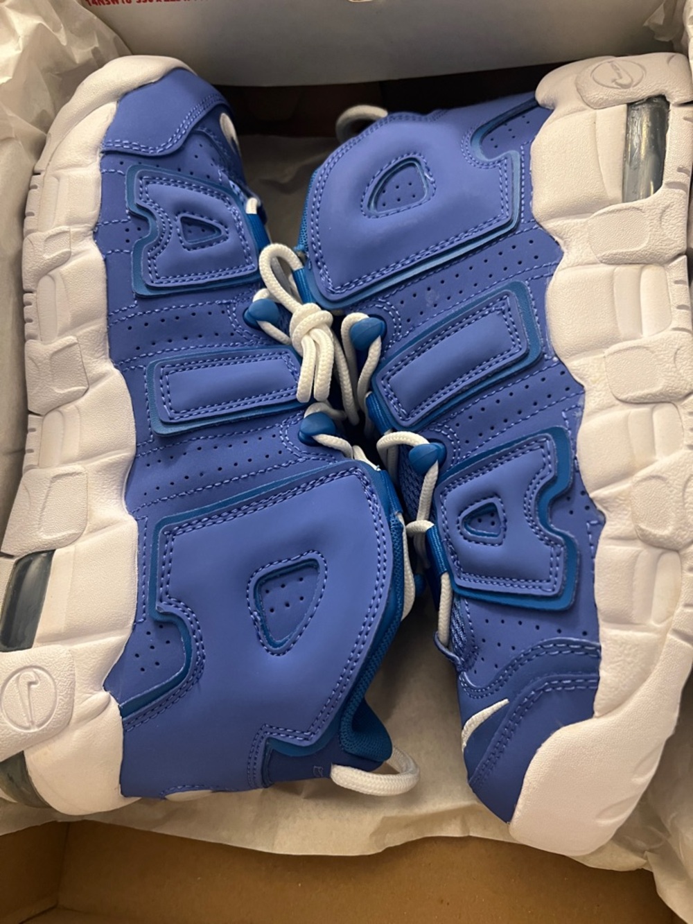 Nike Air More Uptempo (GS) Medium Blue and White 7y